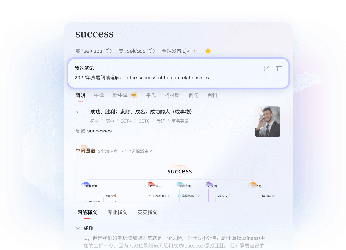 有道翻译词汇深度解析功能展示图